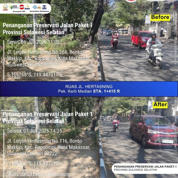 Progres Paket 1 MYP Sulsel, Pemasangan Kerb Jalan Hertasning Tembus 74 Persen