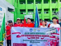 Sambut HUT ke-81 RI, Ratusan Peserta Ikuti Jalan Santai Universitas Pancasakti Makassar