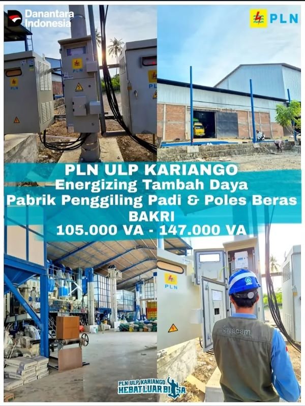 Dukung Industri Pangan Pinrang, PLN ULP Kariango Tambah Daya Pabrik Penggilingan Padi