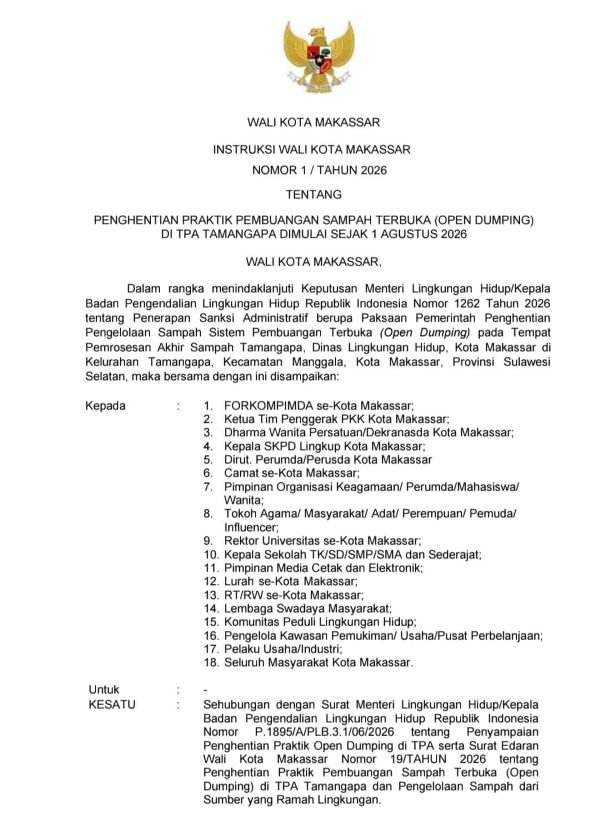 Appi Terbitkan Instruksi, 1 Agustus TPA Tamangapa Hanya Terima Sampah Residu