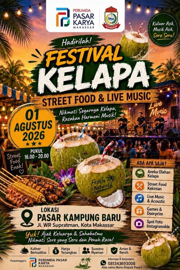 Perumda Pasar Hadirkan Festival Kelapa Muda di Pasar Kampung Baru