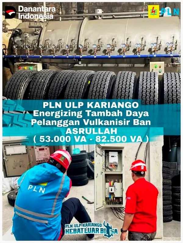 PLN ULP Kariango Tambah Daya Pabrik Vulkanisir Ban di Pinrang Hingga 82.500 VA