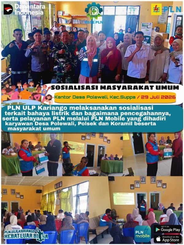 PLN ULP Kariango Gelar Sosialisasi K2 dan PLN Mobile di Desa Polewali