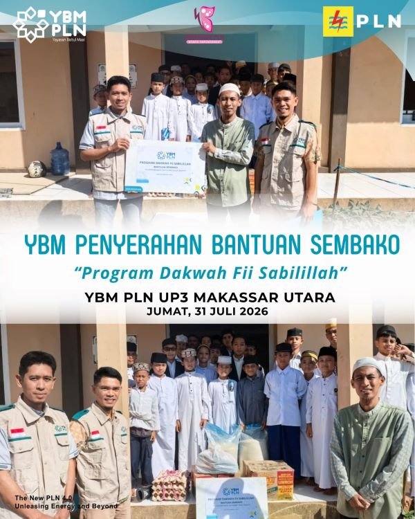 YBM PLN UP3 Makassar Utara Salurkan Bantuan Sembako untuk Pondok Pesantren