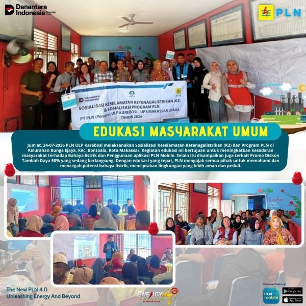 Edukasi Warga Bungaejaya, PLN ULP Karebosi Sosialisasi K3 dan Promo Tambah Daya