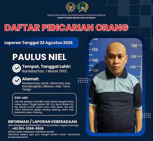 Petugas Beli Makan, Napi Rutan Makale Kabur Saat Dirawat di RS Lakipadada