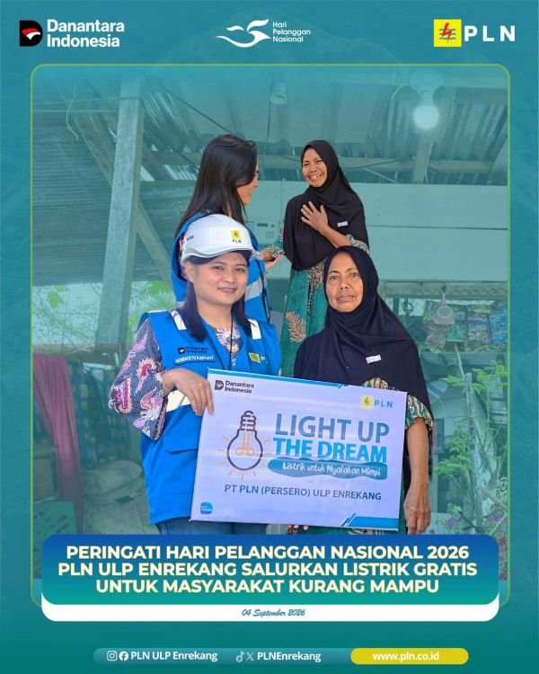 Hari Pelanggan Nasional 2026, PLN ULP Enrekang Salurkan Bantuan Listrik Gratis untuk Masyarakat Kurang Mampu