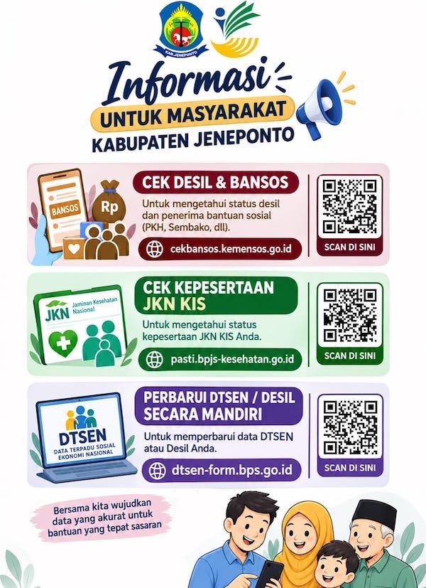 Warga Jeneponto Kini Bisa Cek Status Bansos dan JKN-KIS Lewat Layanan Digital