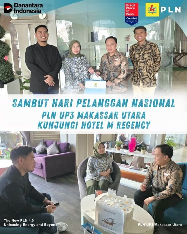 Sambut Hari Pelanggan Nasional, PLN UP3 Makassar Utara Kunjungi Hotel M Regency