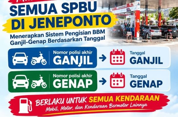 Antrean BBM Sistem Ganjil Genap Mulai Berlaku di Jeneponto Hari Ini