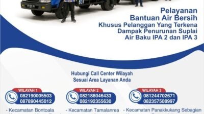 Suplai Air Menurun, PDAM Makassar Buka Layanan Tangki Gratis: Ini Nomor Telepon Tiap Wilayah