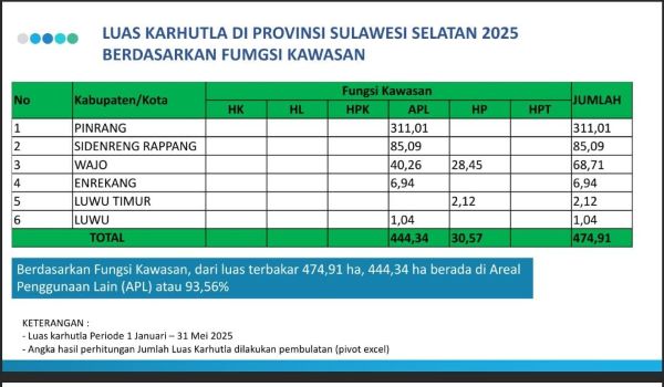 Pinrang Catat Kebakaran Lahan Terbesar di Sulsel, Capai 311 Hektar