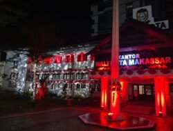Balai Kota Makassar Berpendar Merah Putih, Lighting Show Dibuka untuk Warga
