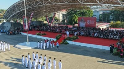 Paskibraka Makassar Tampilkan Formasi Benteng Rotterdam di HUT ke-81 RI