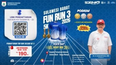 HUT ke-22 Sulbar Fun Run 3 Bidik 810 Pelari Siapkan Hadiah dan Doorprize