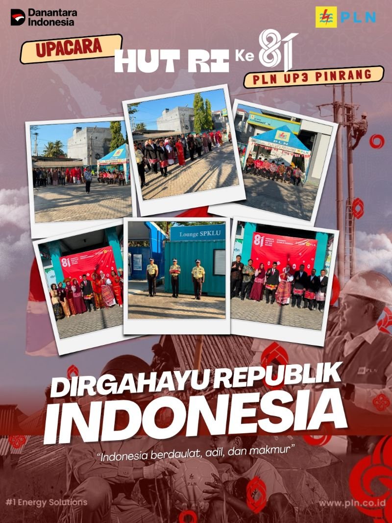 PLN UP3 Pinrang Gelar Upacara HUT ke-81 Kemerdekaan RI