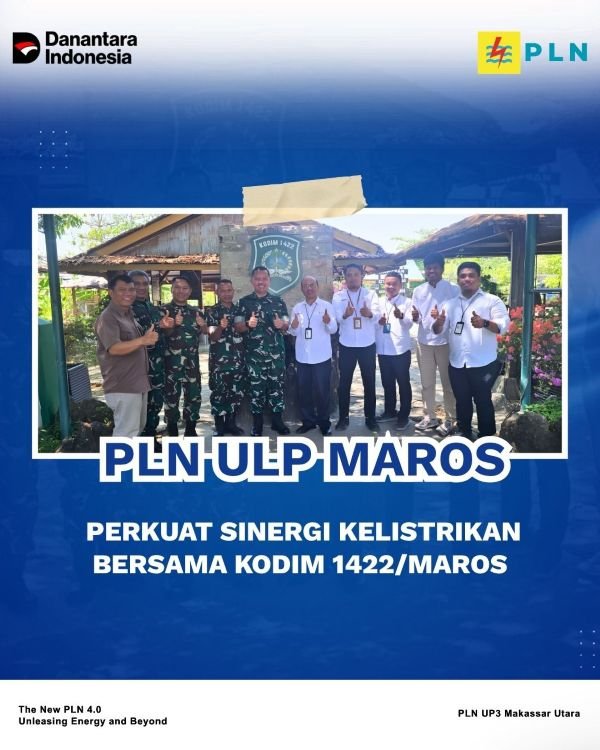 PLN ULP Maros Perkuat Sinergi Kelistrikan Bersama Kodim 1422/Maros